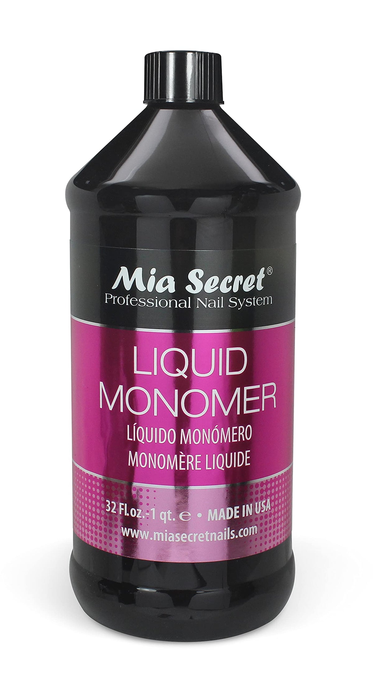 Mia Secret front label on 32 oz bottle showing product identity and volume benefit