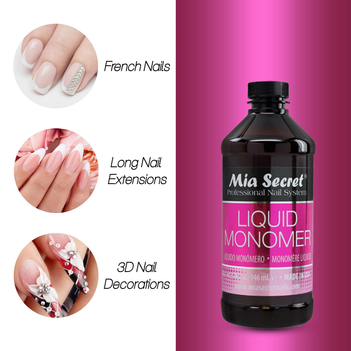 Mia Secret monomer poured forming acrylic bead showing smooth workability