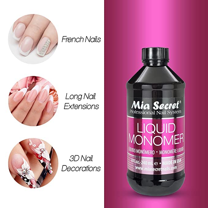 Mia Secret monomer in active salon use demonstrating reliable application control
