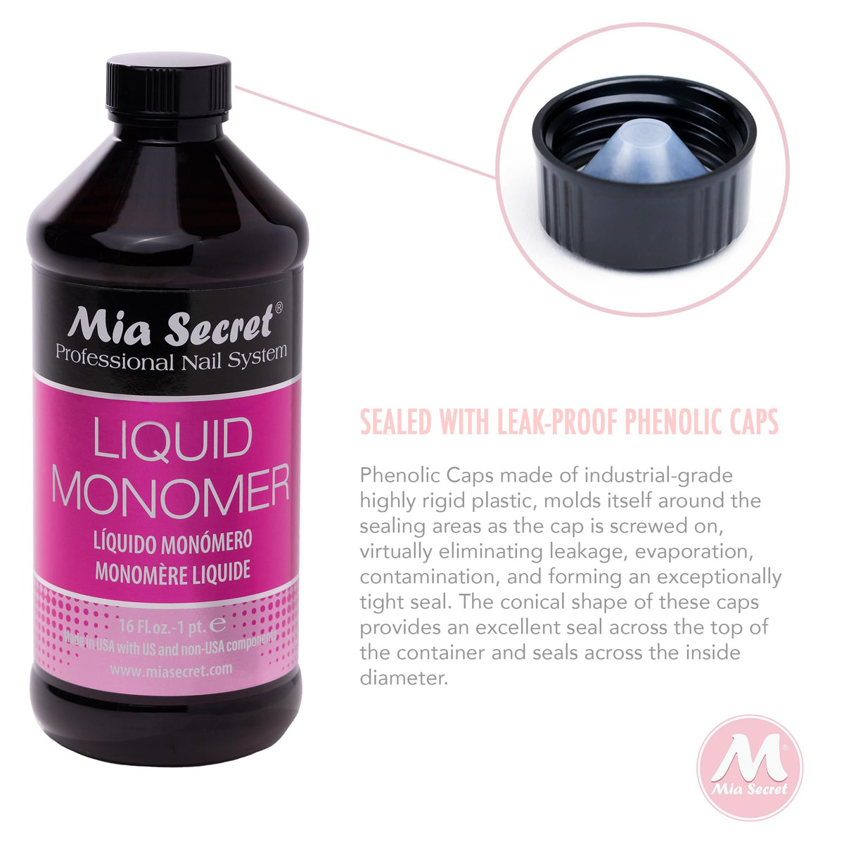 Mia Secret bottle next to ruler showing 16 oz scale for salon volume convenience