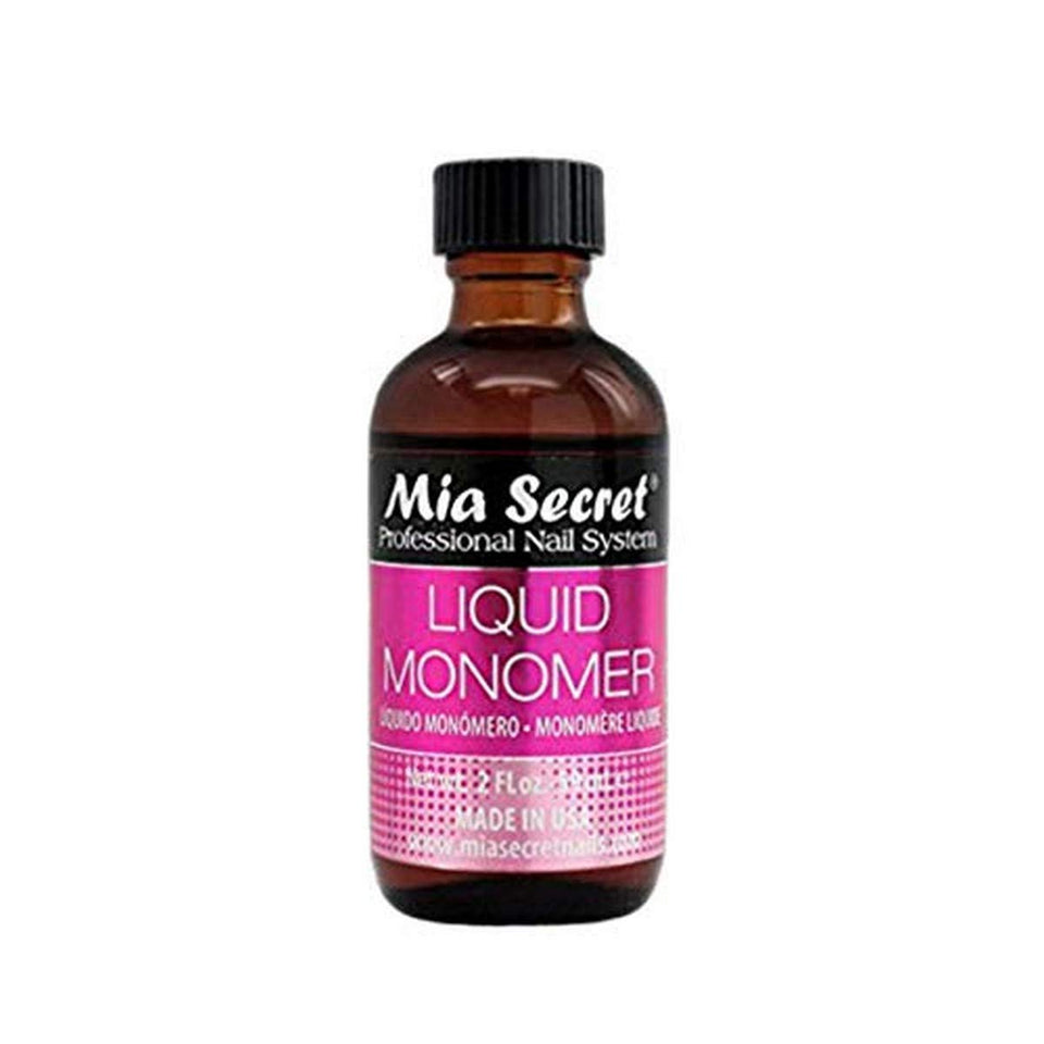 Mia Secret 2 oz monomer bottle front view showing label and size, reliable salon supply