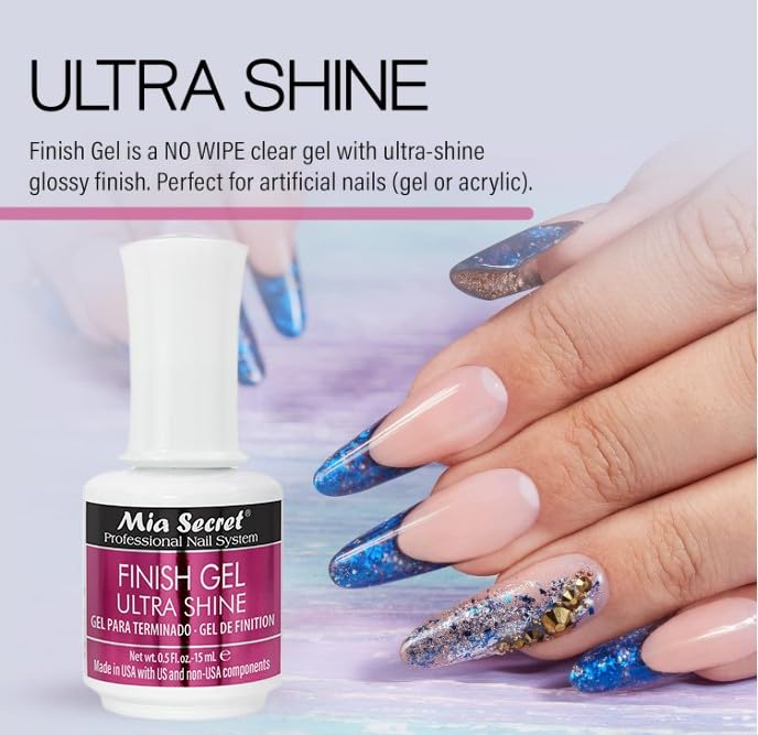 Mia Secret cured artificial nails in hand demonstrating long-lasting high gloss