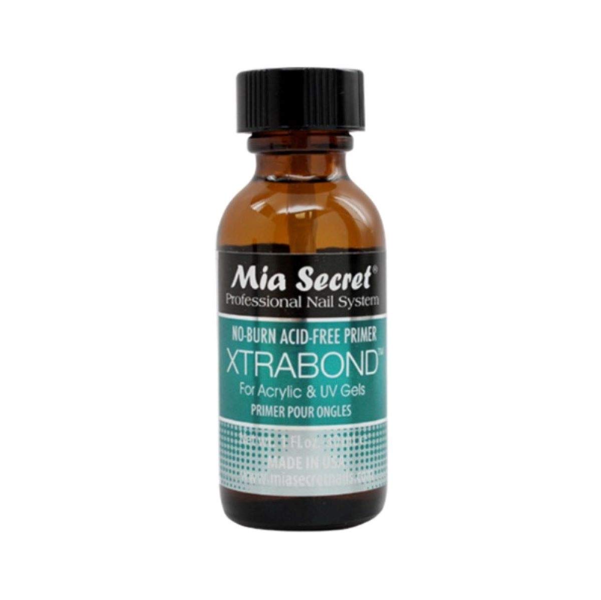 Mia Secret Xtra Bond front bottle showing label and professional primer benefit