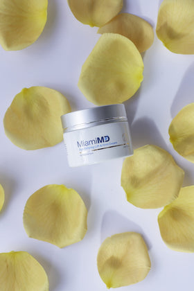 MiamiMD on bathroom counter in lifestyle setting for morning skincare routine