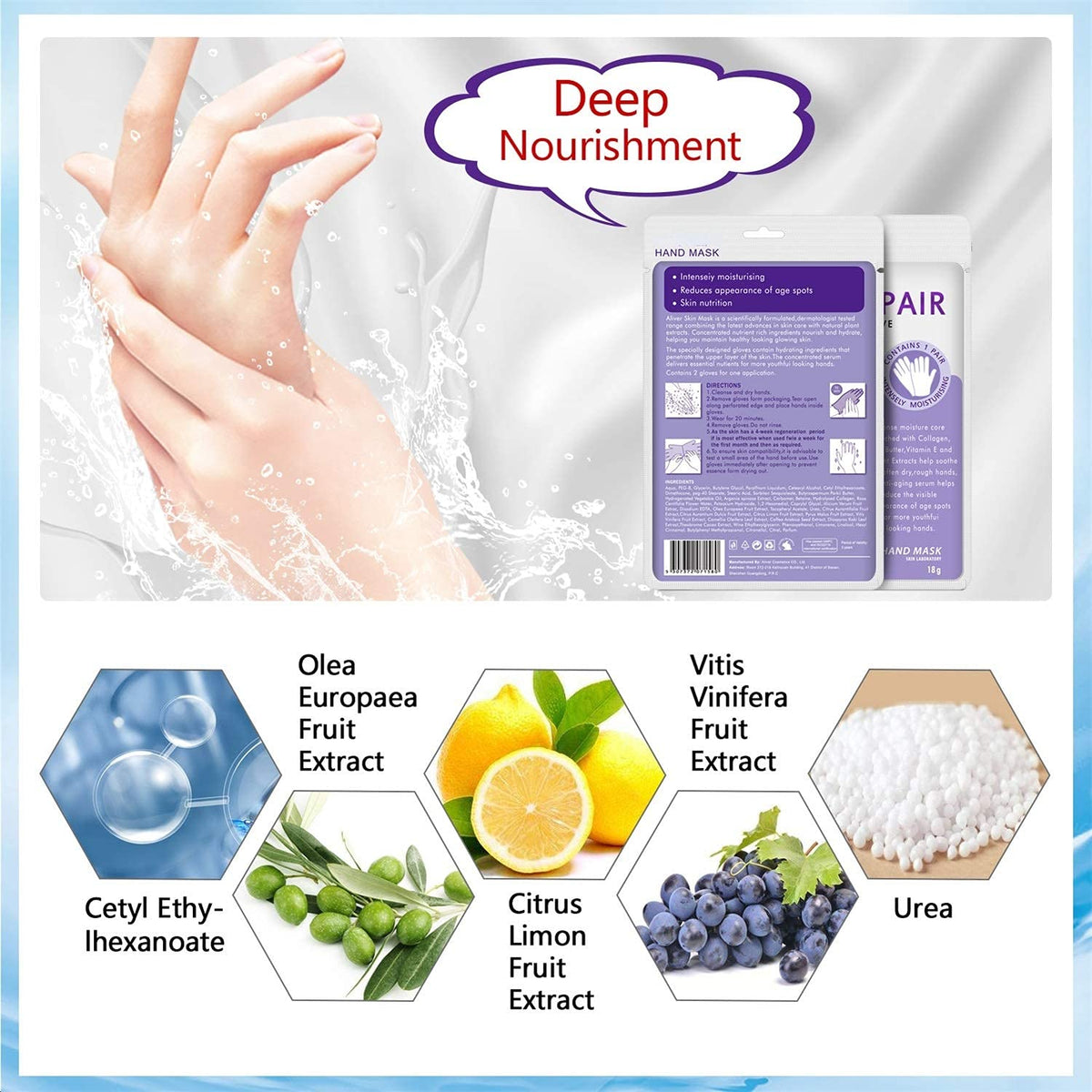 MianYang glove texture close-up displaying serum-rich material for deep hydration
