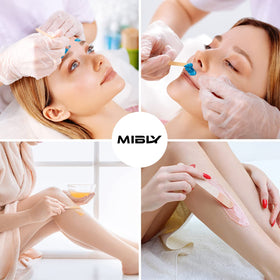 Mibly stick in use applying wax to eyebrow for accurate shaping benefit