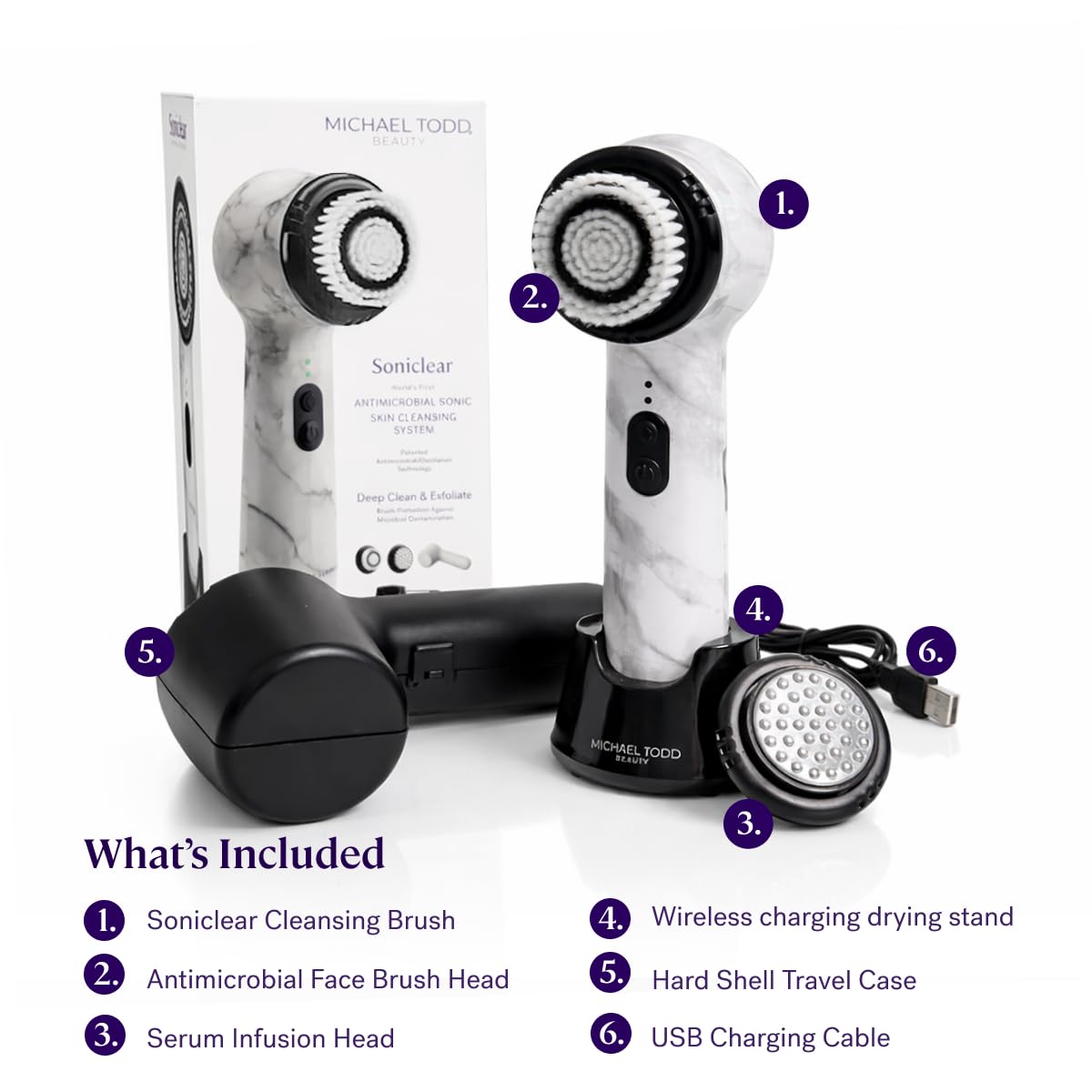 MICHAEL TODD Soniclear on bathroom counter in lifestyle setting for daily use