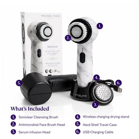 MICHAEL TODD Soniclear on bathroom counter in lifestyle setting for daily use