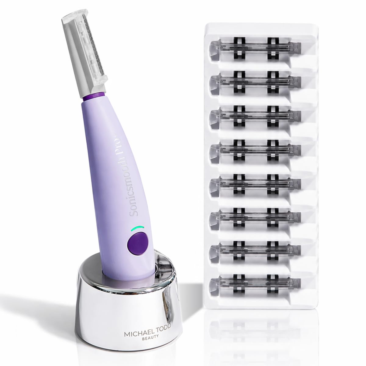 MICHAEL TODD Sonicsmooth front view showing sleek device and ergonomic grip for easy handling