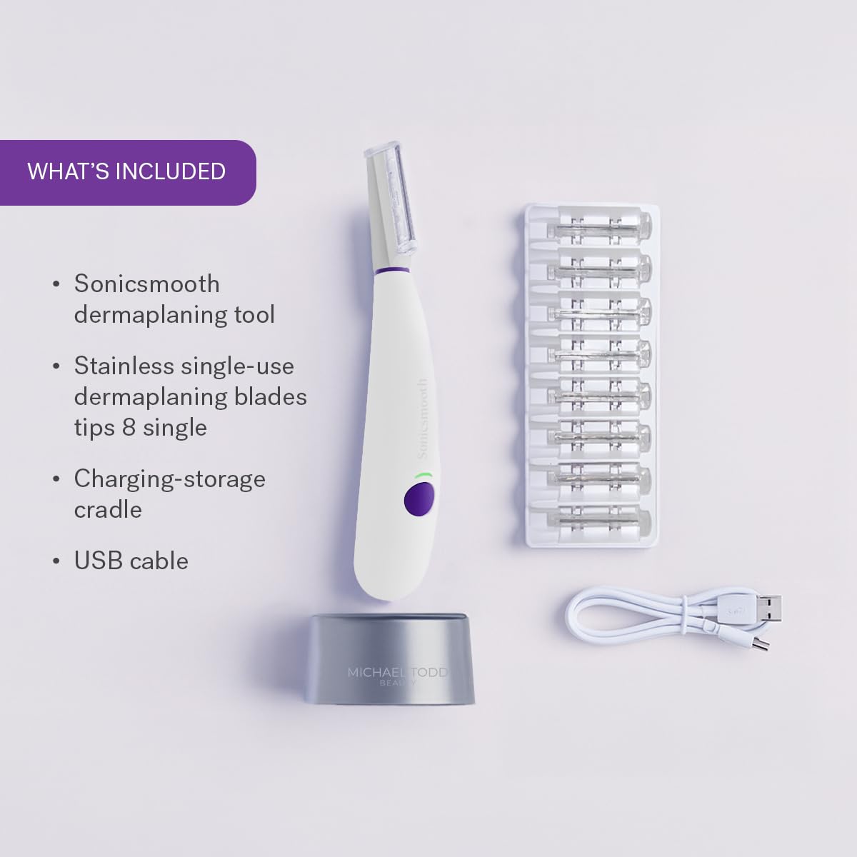 MICHAEL TODD Sonicsmooth on bathroom counter lifestyle shot showing everyday skincare routine