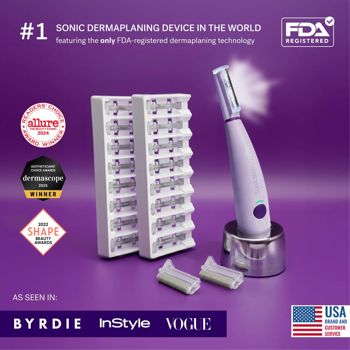 MICHAEL TODD displayed blades and exfoliation tips for long-lasting supply