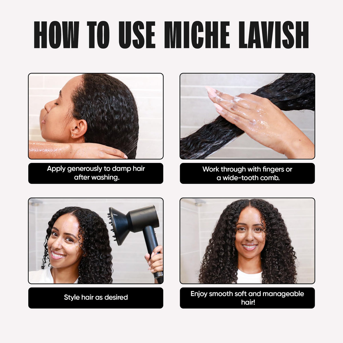 Miche Beauty applied to curly hair demonstrating improved manageability