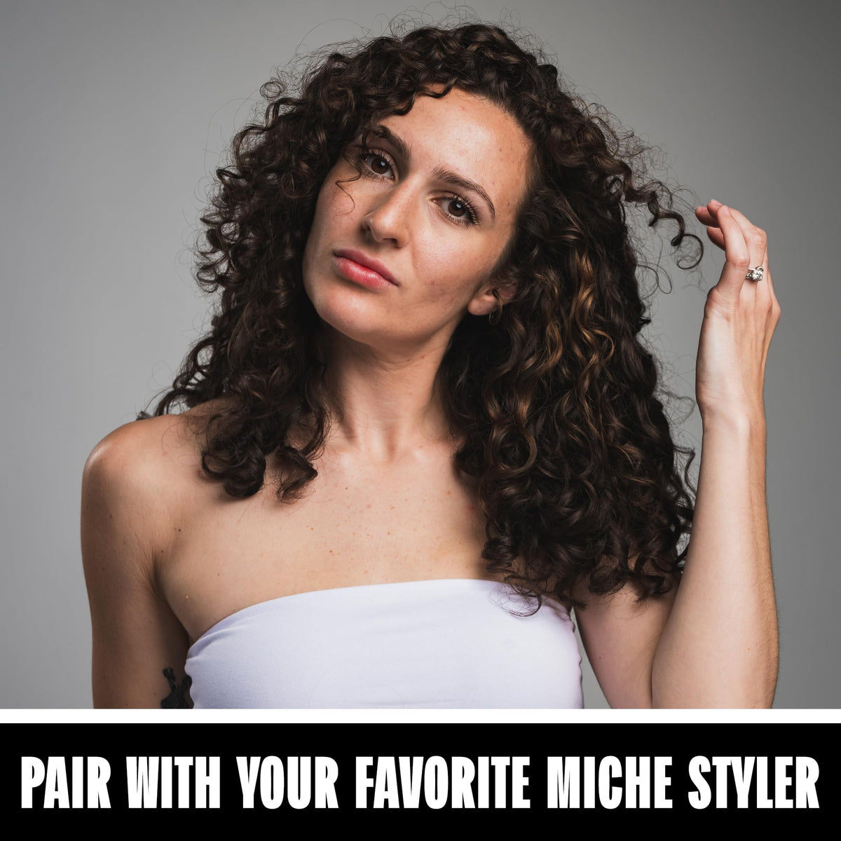 Miche Beauty label detail highlighting silicone- and paraben-free benefit