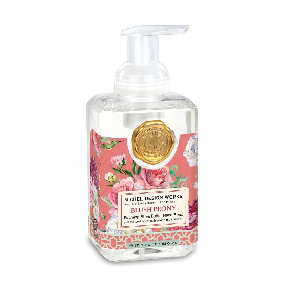 Michel Design Works front label showing blush peony packaging and elegant styling