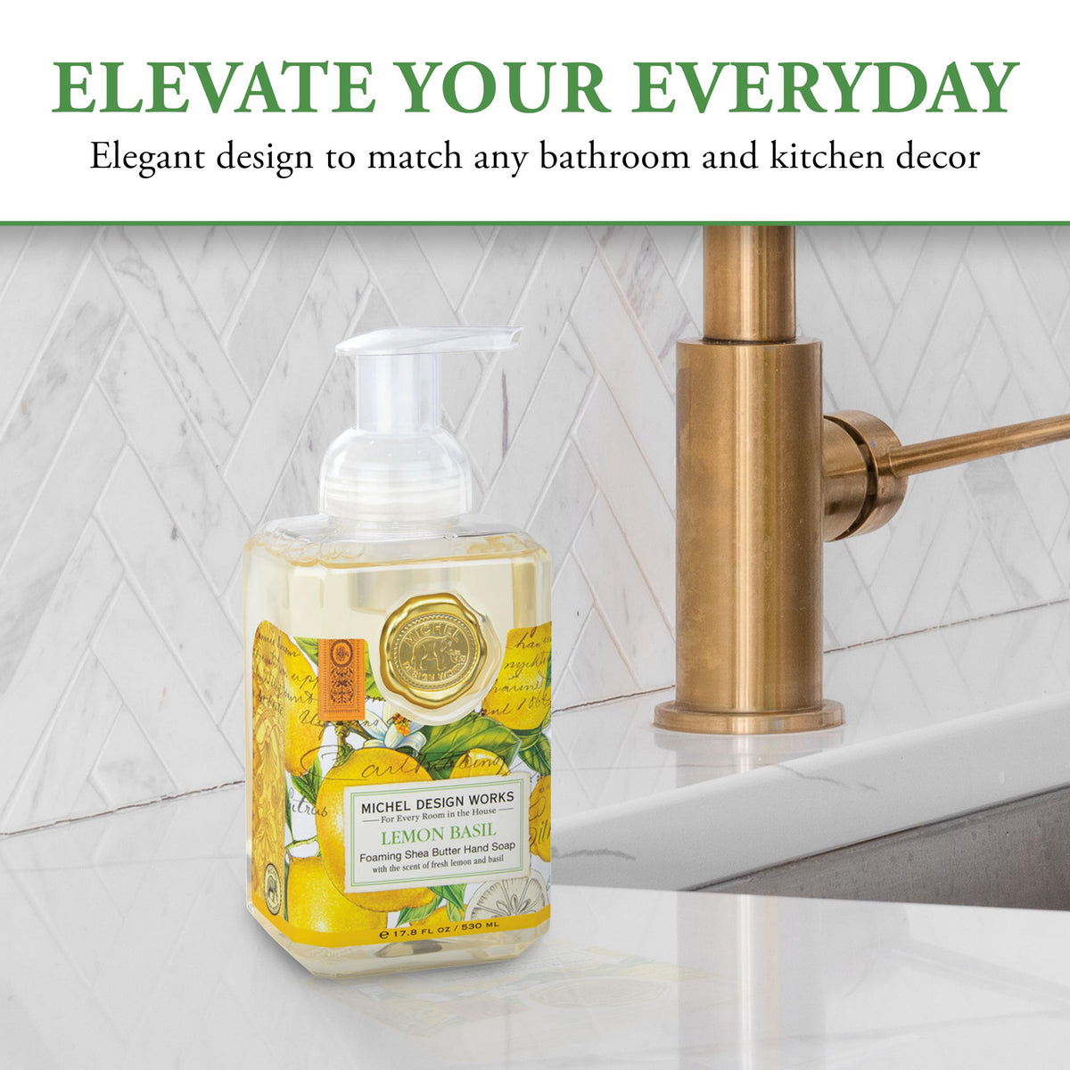 Michel Design Works foam texture on hand showing rich lather and quick rinse benefit