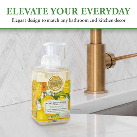 Michel Design Works foam texture on hand showing rich lather and quick rinse benefit