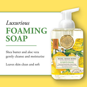 Michel Design Works foaming texture on palm, lush foam for gentle effective cleansing