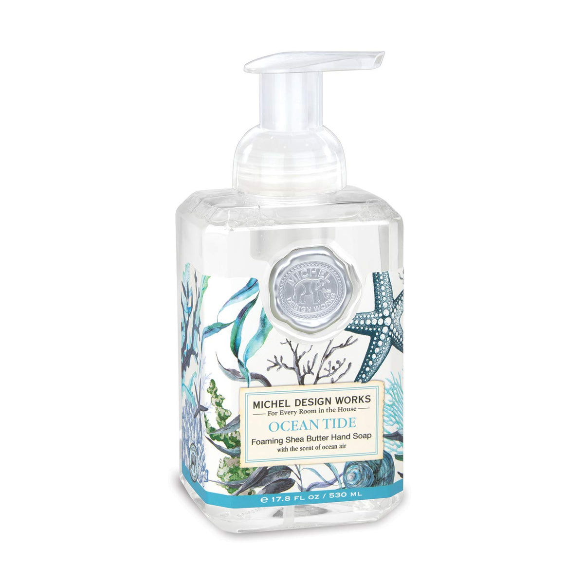 Michel Design Works front bottle showing Ocean Tide design and scent benefit