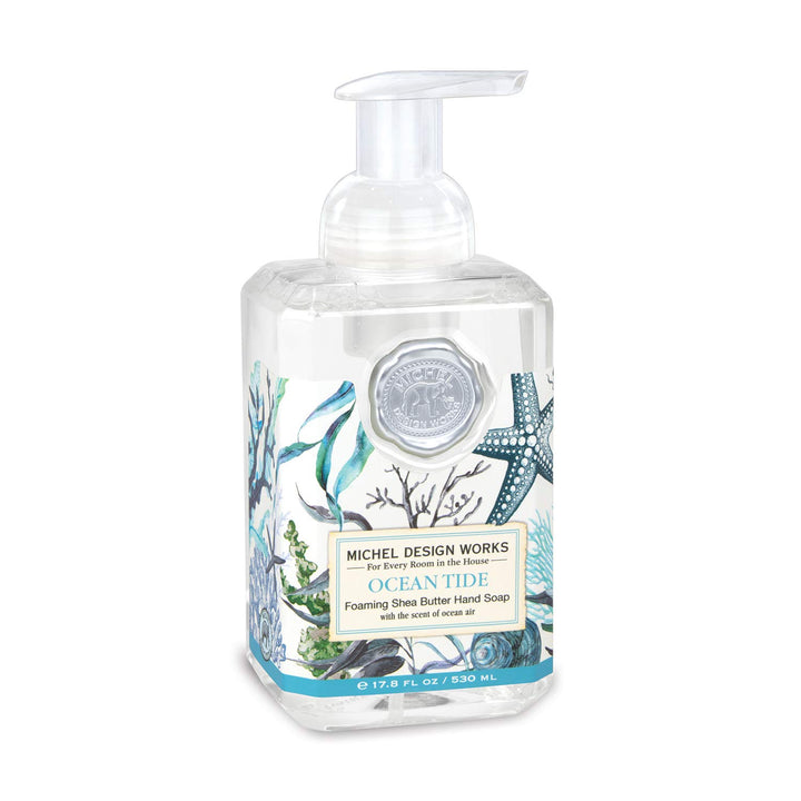 Michel Design Works front bottle showing Ocean Tide design and scent benefit