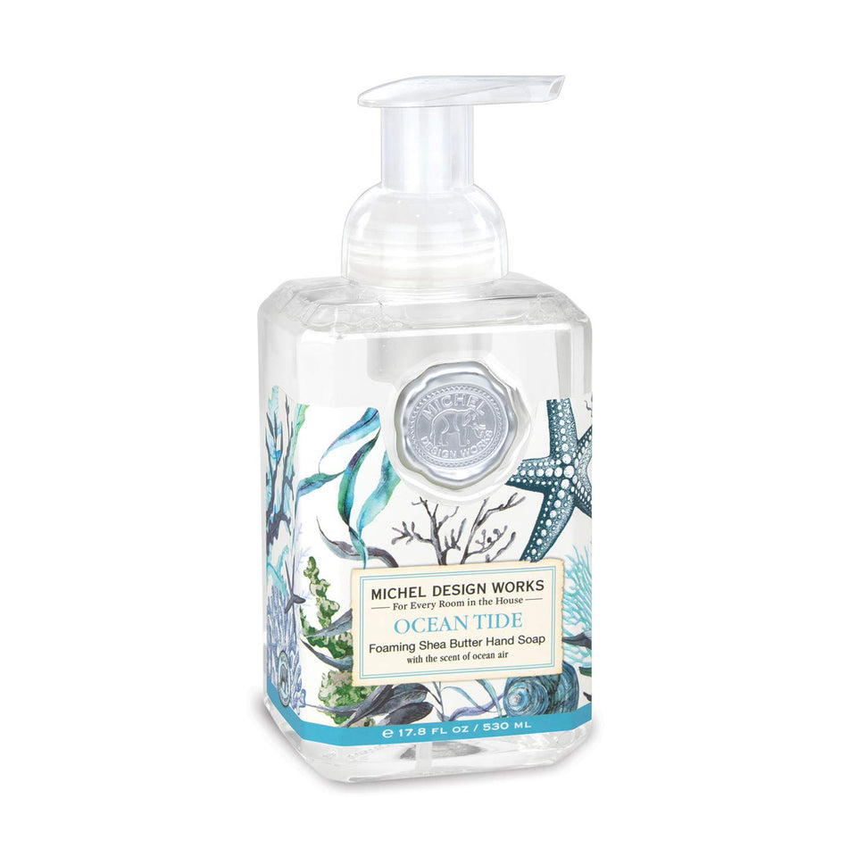 Michel Design Works front bottle showing Ocean Tide design and scent benefit