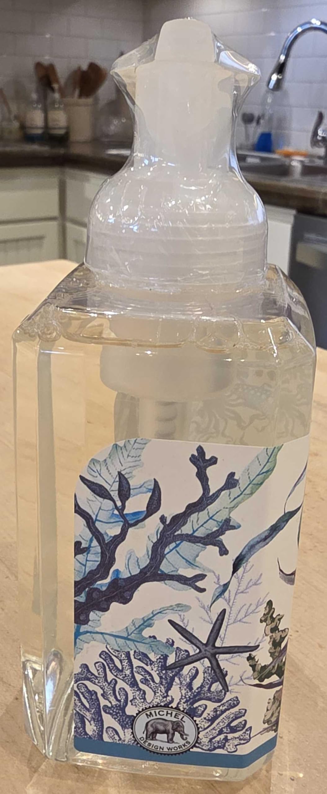 Michel Design Works label detail showing Ocean Tide notes and decorative benefit