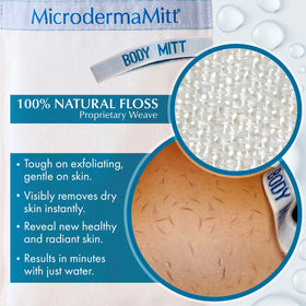 MicrodermaMitt close-up of texture highlighting tight plant-fiber weave for effective dead skin removal