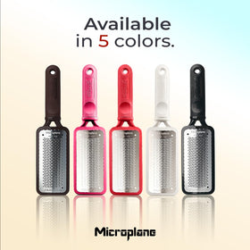 Microplane displayed in bathroom setting suggesting salon-quality at-home pedicure