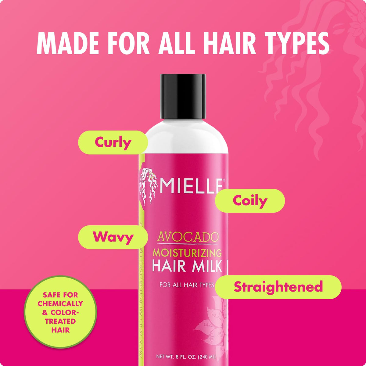 Mielle Organics with avocado, coconut, shea ingredient bottles highlighting nourishing oils benefit