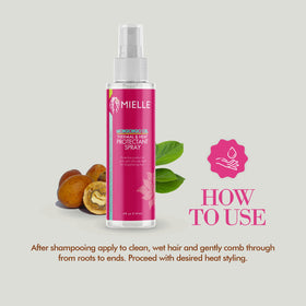 Mielle Organics bottle in hand showing compact travel-friendly size
