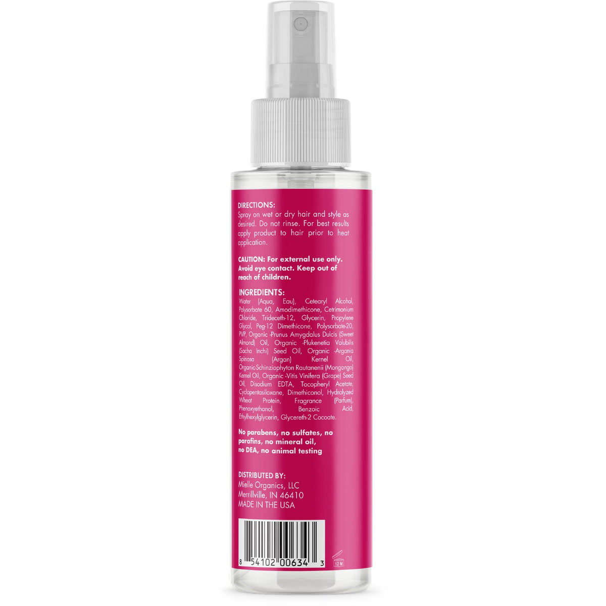 Mielle Organics spray nozzle in action delivering even heat protection
