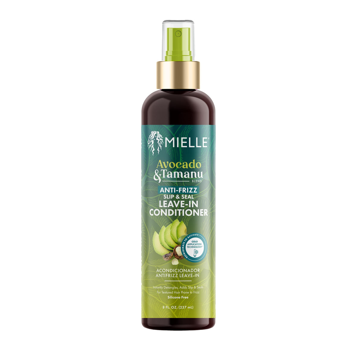 Mielle Organics front packaging showing avocado and tamanu benefits
