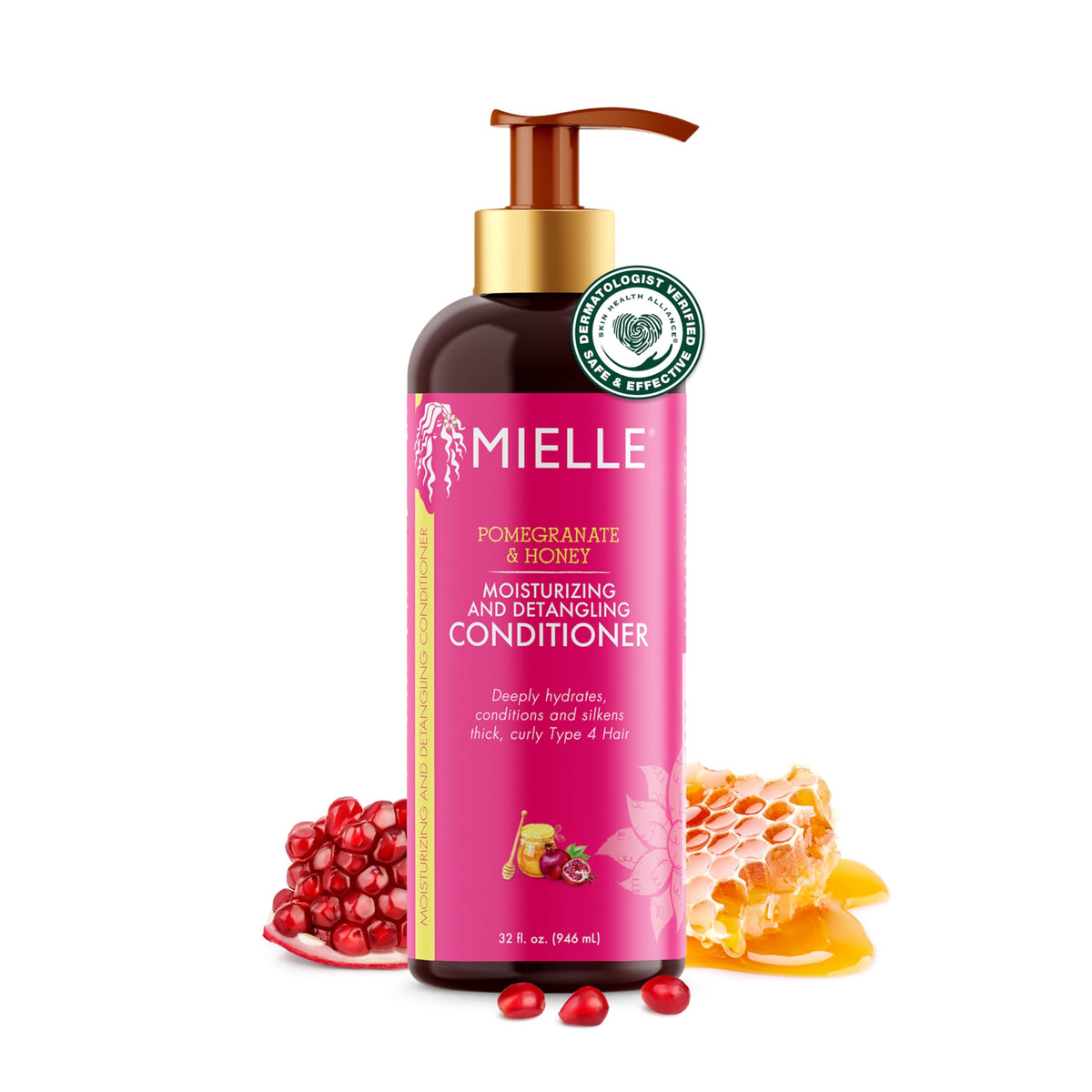 Mielle Organics front packaging showing 32oz bottle and product name for visibility