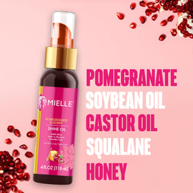 Mielle Organics ingredient label close-up showing pomegranate honey castor blend