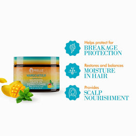 Mielle Organics ingredient label highlighting mango and tulsi