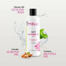 Mielle Organics mint almond oil applied to scalp demonstrating soothing application