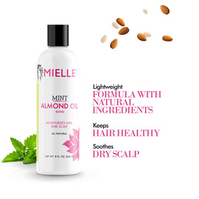 Mielle Organics mint almond oil sealing hair ends to reduce breakage and frizz