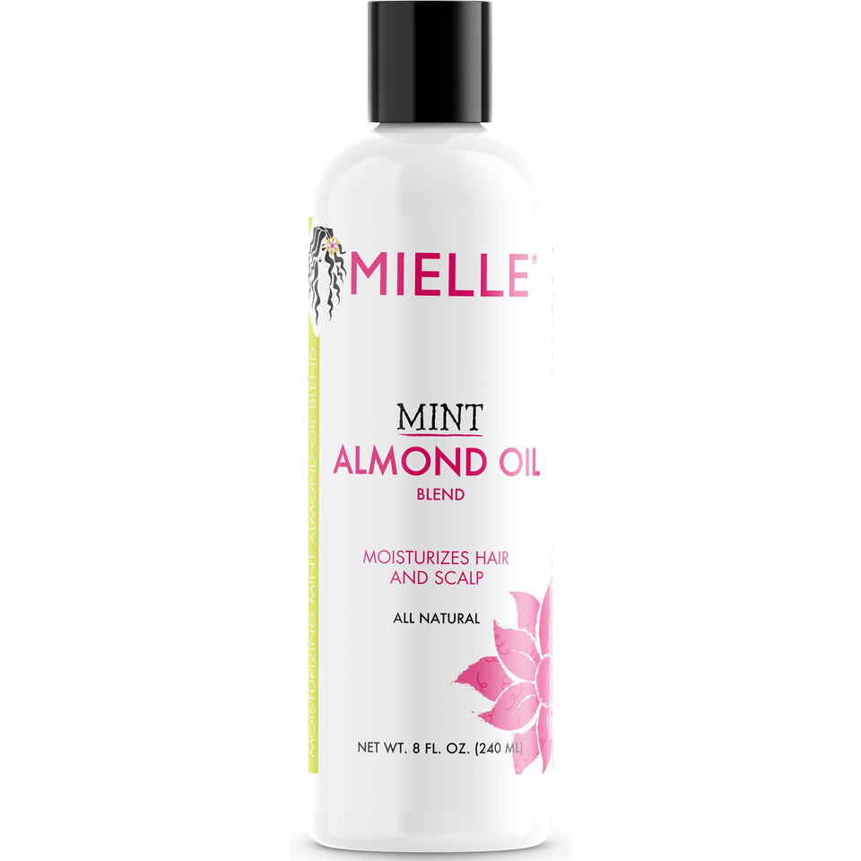 Mielle Organics mint almond oil front bottle showing clean packaging and volume