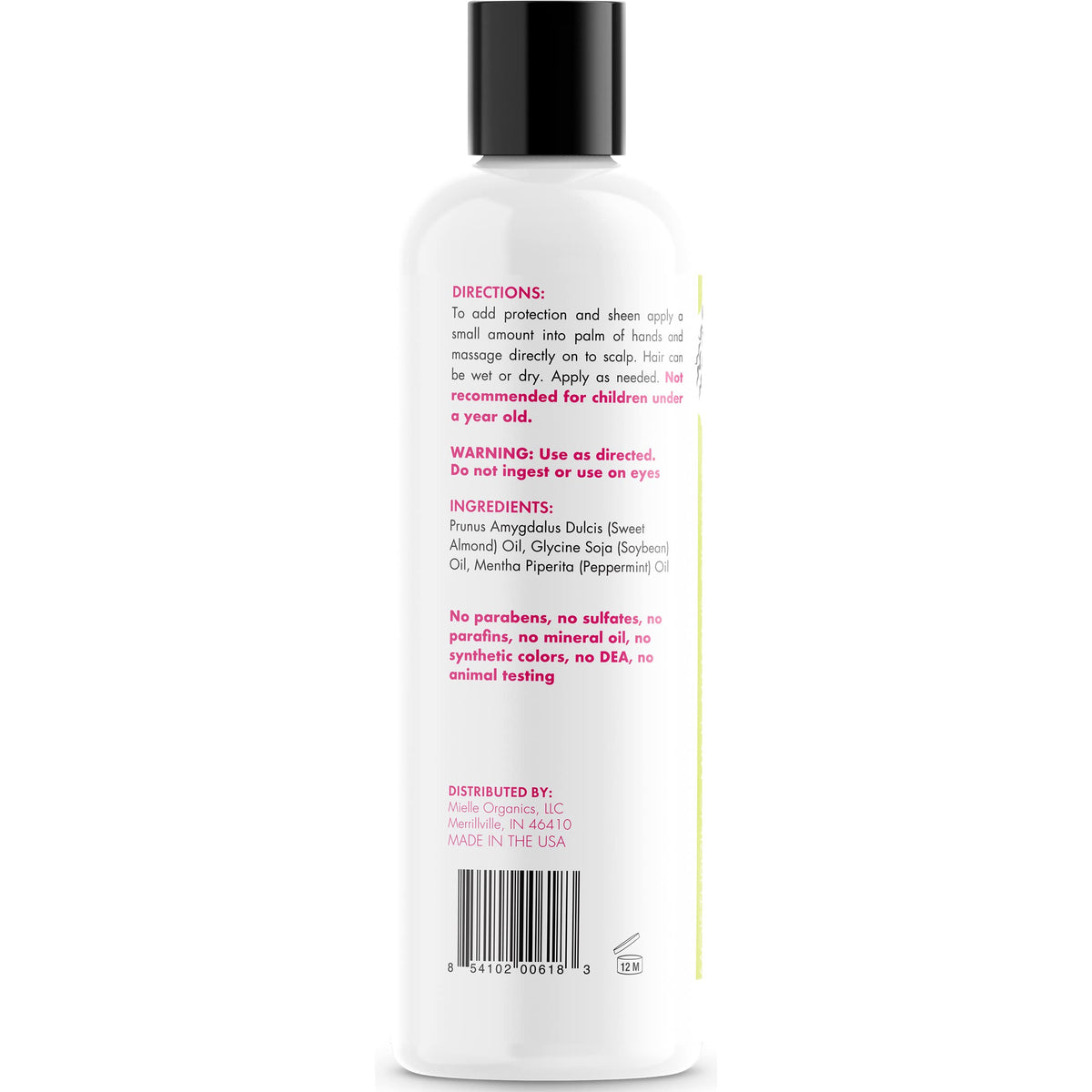 Mielle Organics mint almond oil texture pour illustrating lightweight absorption