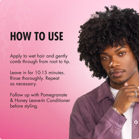 Mielle Organics pomegranate seed oil ingredient drop highlighting conditioning benefit
