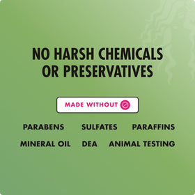 Clear product label detail showing Mielle Organics ingredients and claims