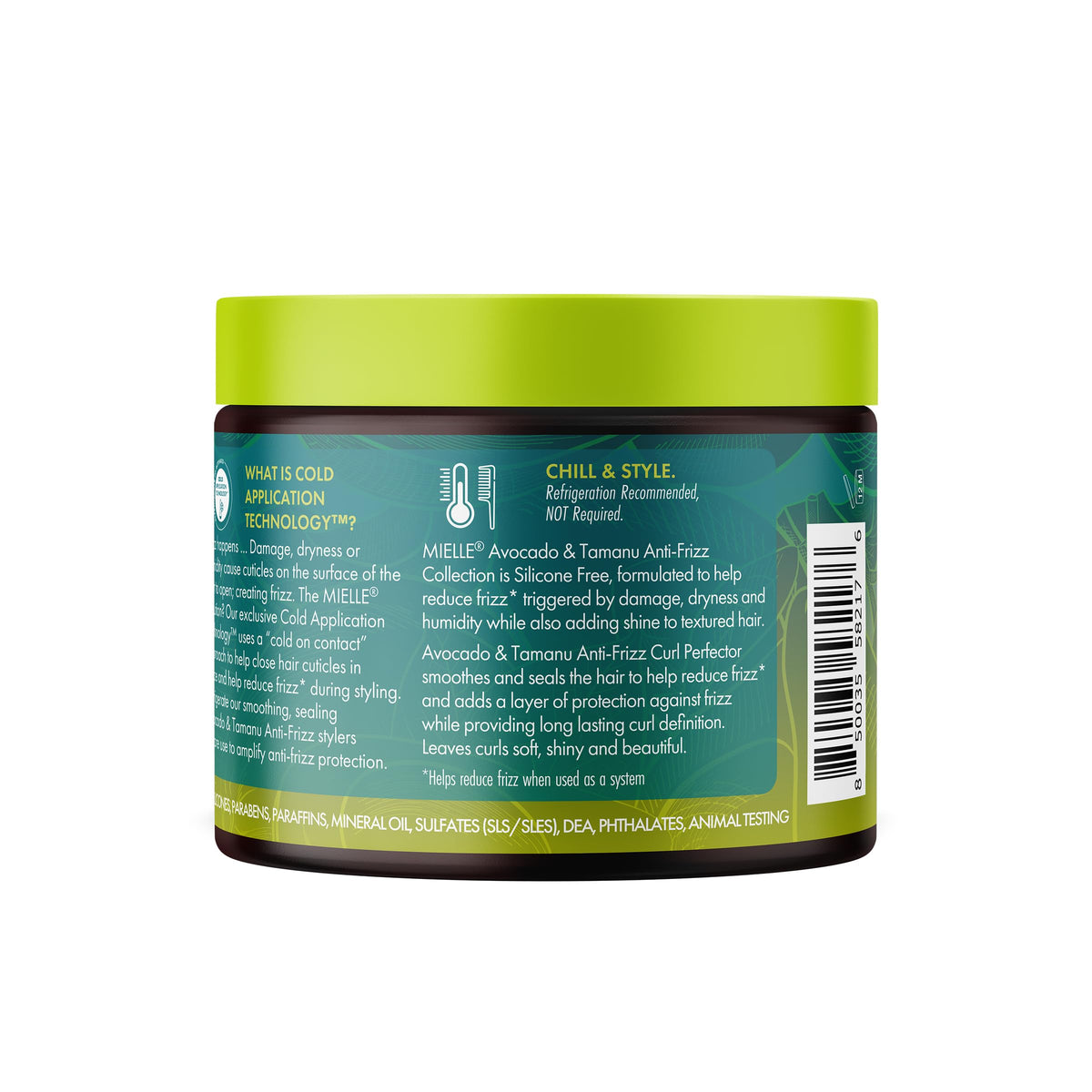 Mielle Organics chilled jar in refrigerator illustrating cold application tip
