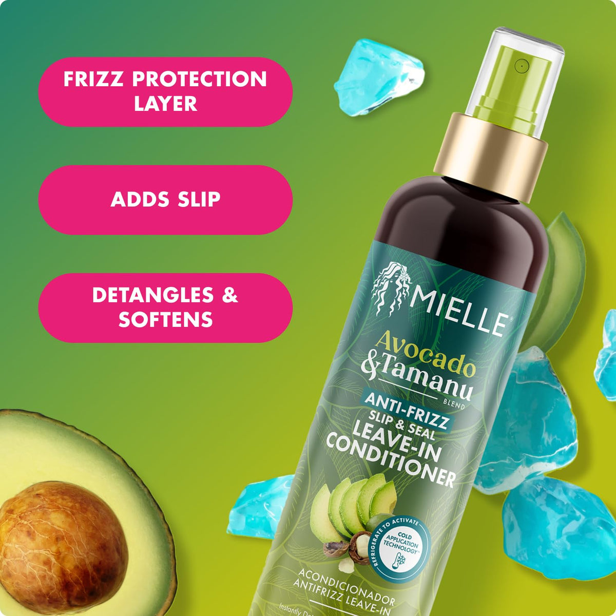 Mielle Organics formula droplet highlighting silky texture and slip