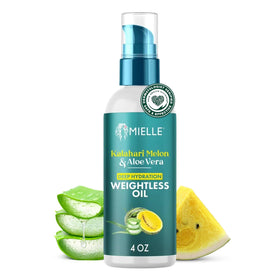 Mielle Organics front bottle view showing pump and label, highlights lightweight hydration