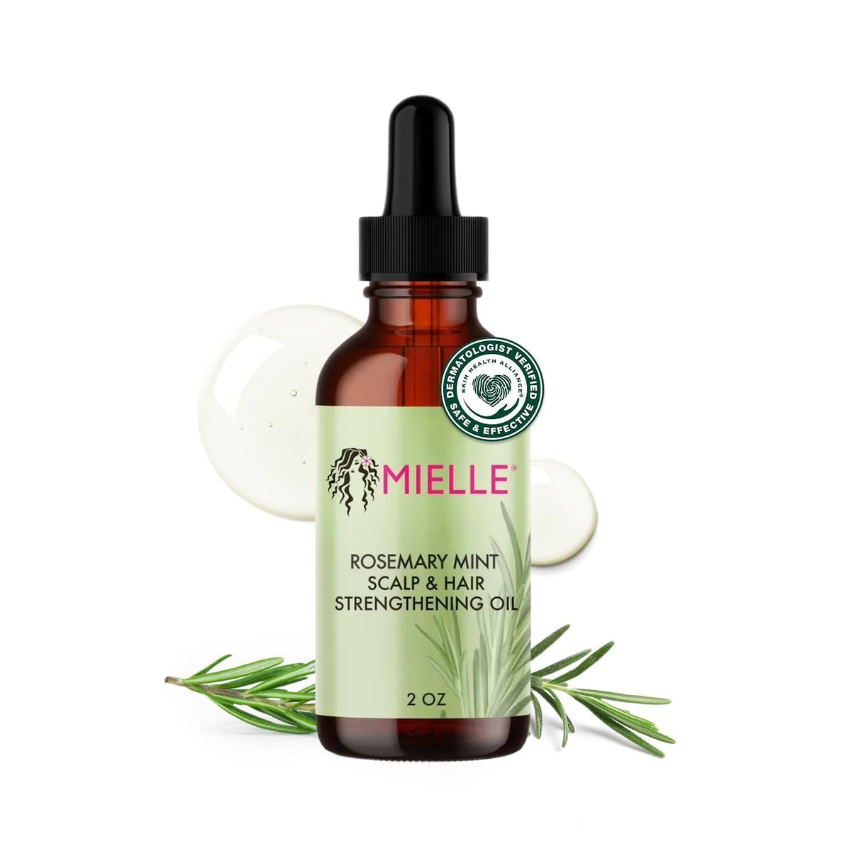 Mielle Organics front packaging showing 2 oz bottle and label benefit