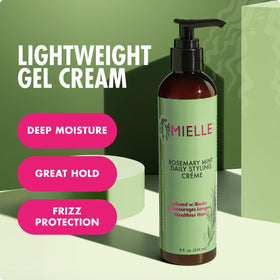 Mielle Organics label close-up highlighting rosemary and biotin benefits