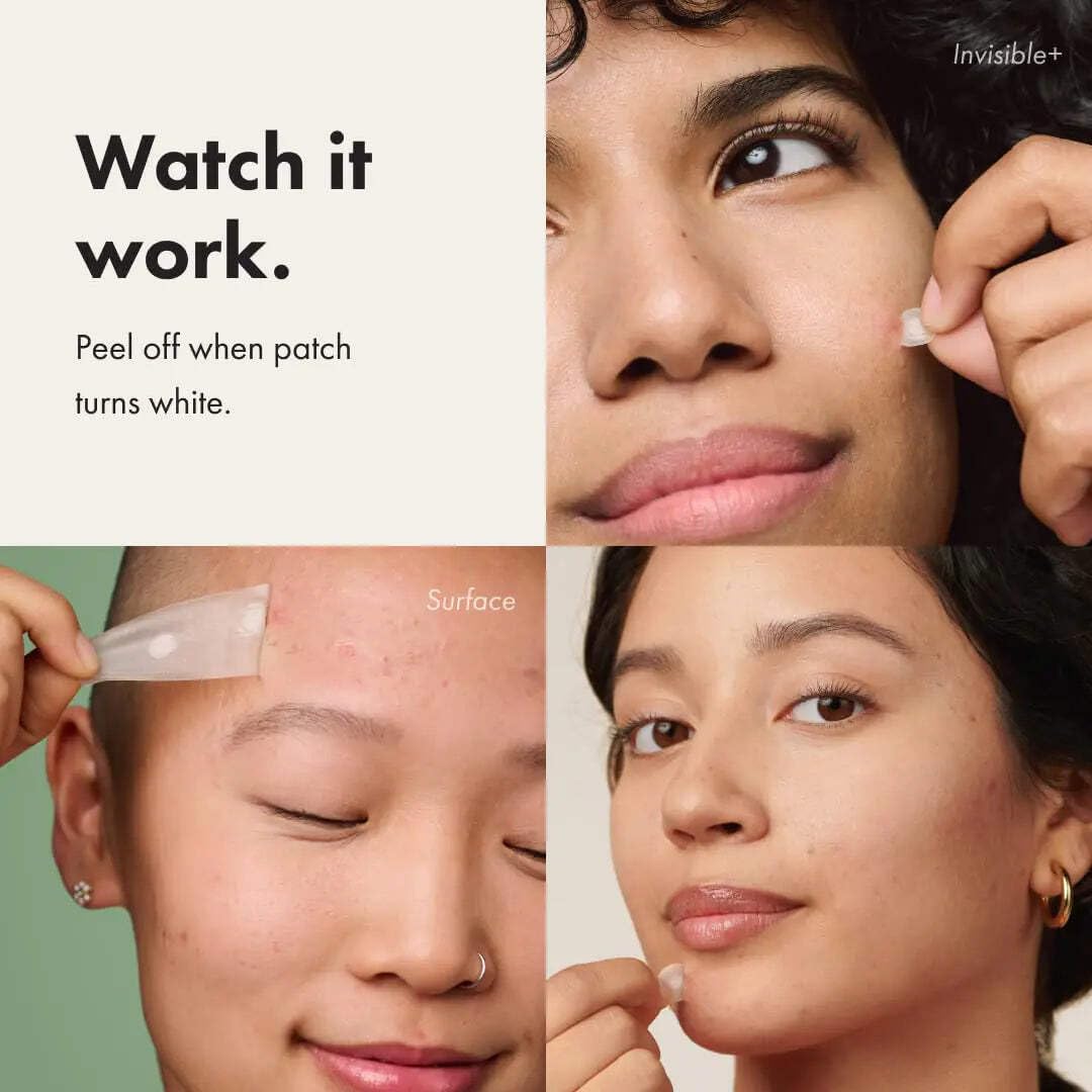 Hand applying Mighty Patch patch demonstrating easy placement and seal
