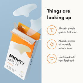 Mighty Patch forehead absorbed fluid closeup showing visible gunk collection and clearer skin benefit