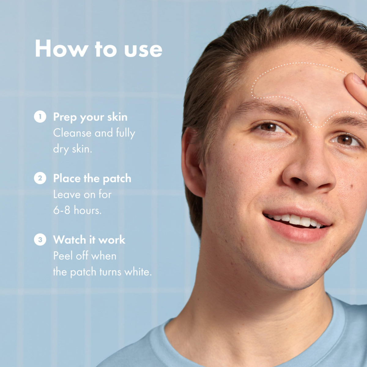 Mighty Patch forehead size scaled with hand to show larger coverage for forehead blemishes