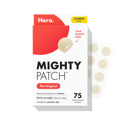 Mighty Patch front packaging showing product benefits and count