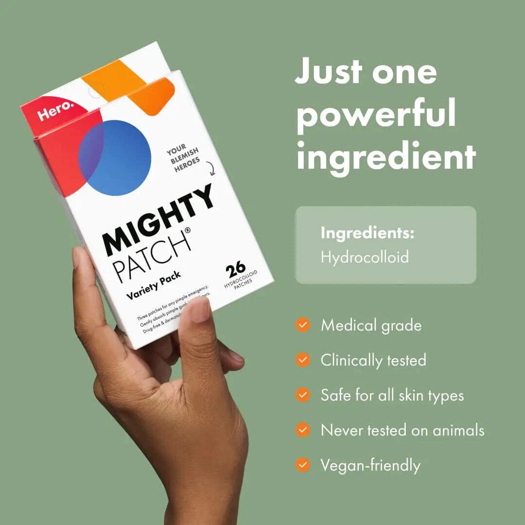 Mighty Patch Invisible+ applied to skin for discreet daytime coverage and confidence